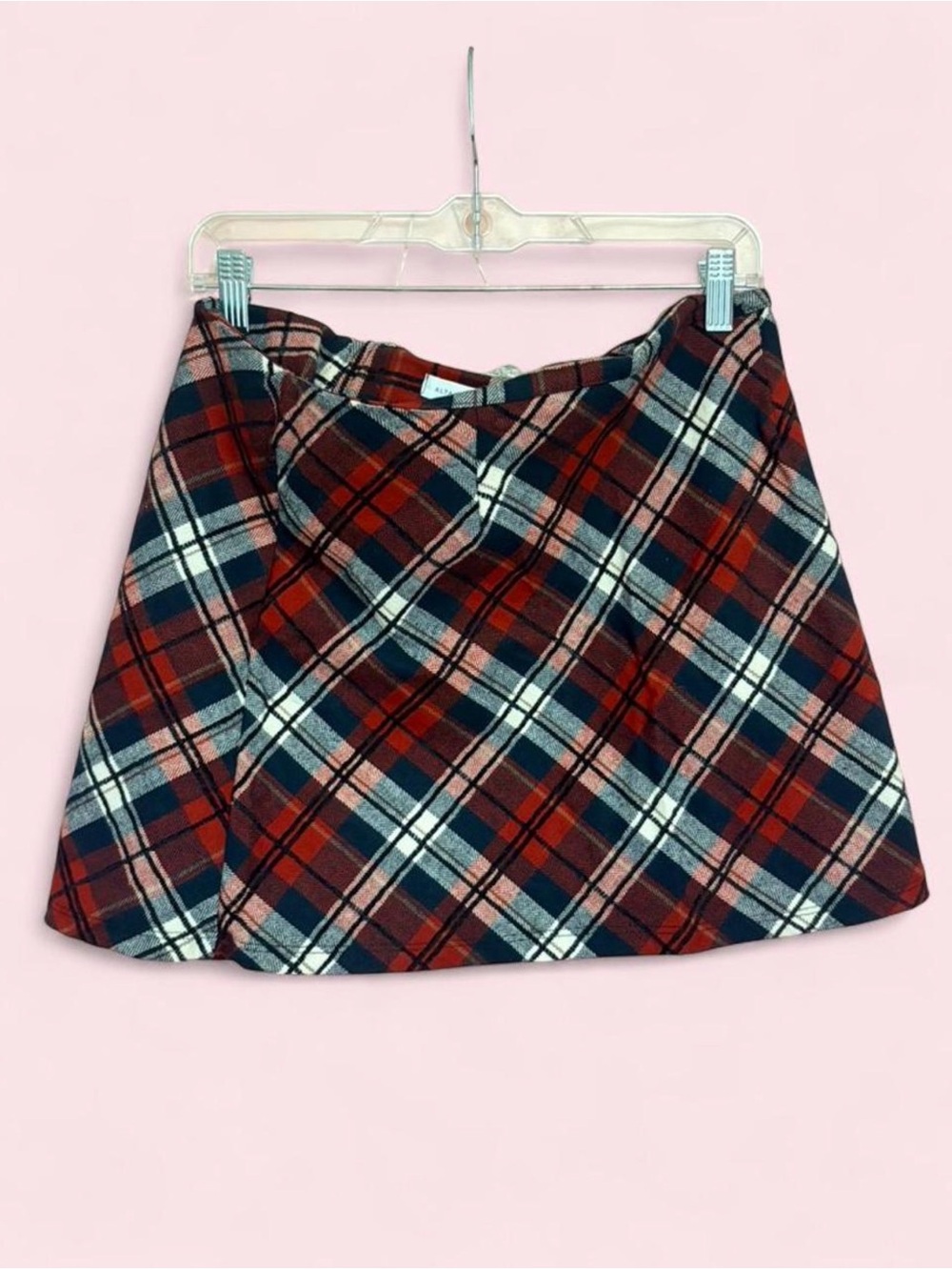 red plaid mini skirt